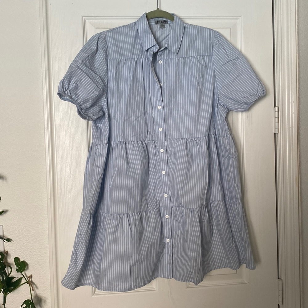 Stripped blue button up t-shirt dress